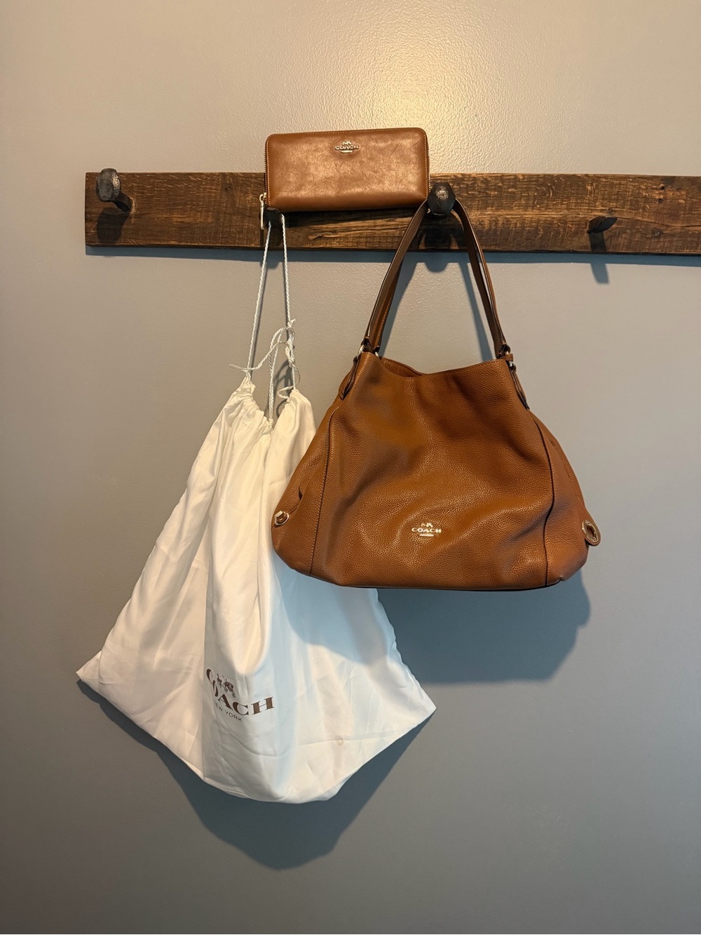 Coach Brown Pebbled Leather Shoulder Hobo with Matching Wallet
